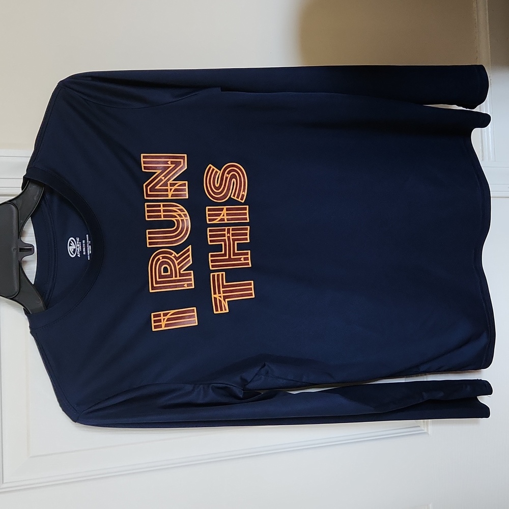 Athletic works long sleeves Navy blue Graphic Tee XL